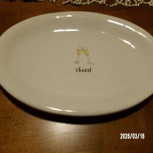 Rae Dunn Champagne Cheers Plate Oval Dish Wedding Celebration  Magenta New Years